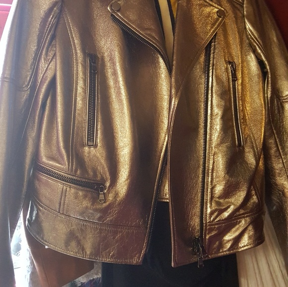 Mica Biker Metallic Leather Jacket - Picture 2 of 8